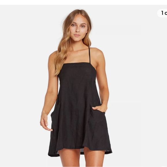 Vitamin A Womens Nola Mini Dress Ecolinen Black SM (US Women's 6) - Picture 1 of 6